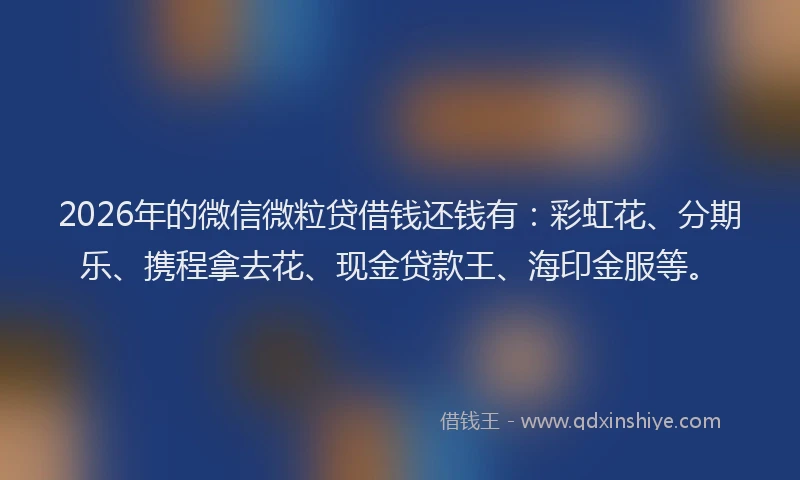 2026年的微信微粒贷借钱还钱有：彩虹花、分期乐、携程拿去花、现金贷款王、海印金服等。