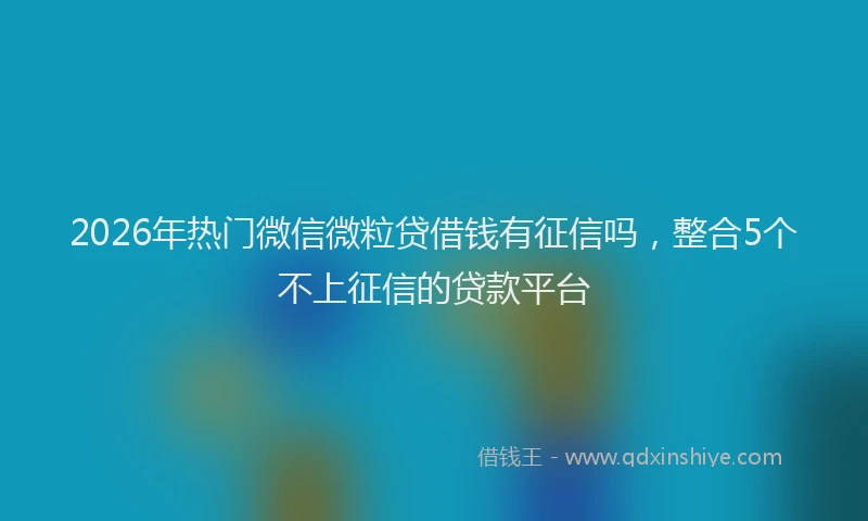 2026年热门微信微粒贷借钱有征信吗，整合5个不上征信的贷款平台
