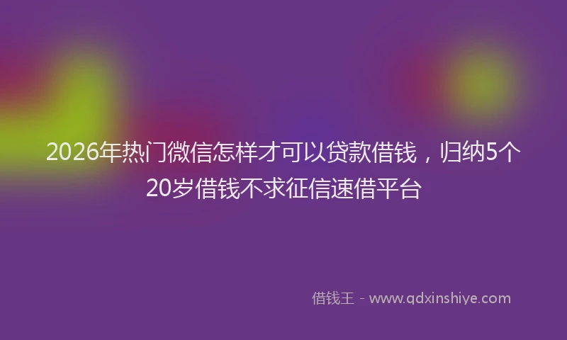 2026年热门微信怎样才可以贷款借钱，归纳5个20岁借钱不求征信速借平台