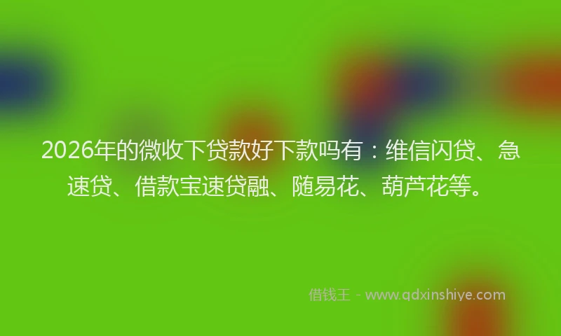 2026年的微收下贷款好下款吗有：维信闪贷、急速贷、借款宝速贷融、随易花、葫芦花等。