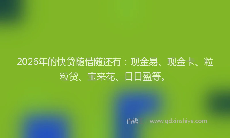 2026年的快贷随借随还有：现金易、现金卡、粒粒贷、宝来花、日日盈等。