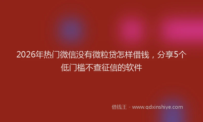 2026年热门微信没有微粒贷怎样借钱，分享5个低门槛不查征信的软件