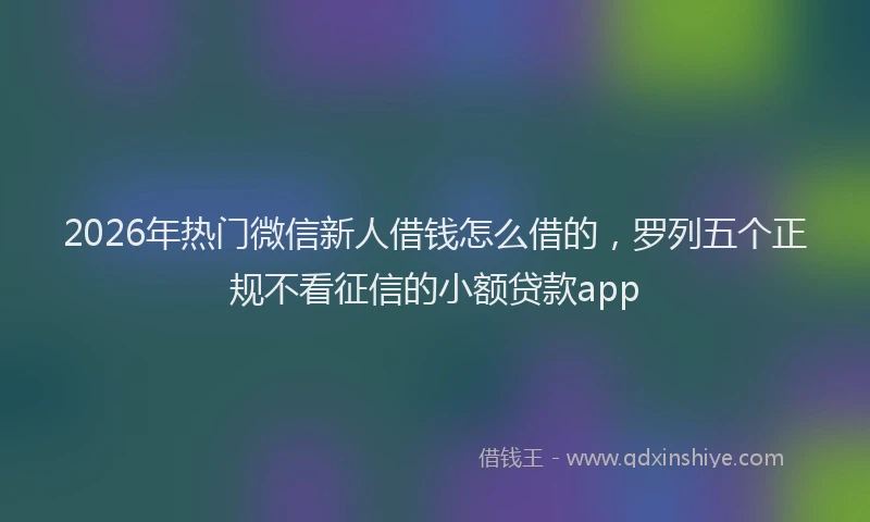 2026年热门微信新人借钱怎么借的,罗列五个正规不看征信的小额贷款app