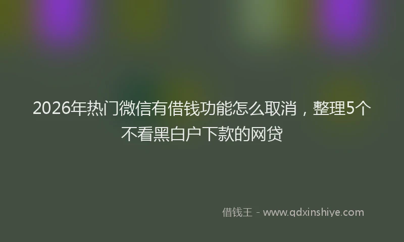 2026年热门微信有借钱功能怎么取消，整理5个不看黑白户下款的网贷