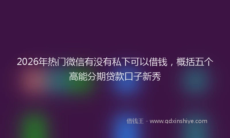 2026年热门微信有没有私下可以借钱，概括五个高能分期贷款口子新秀