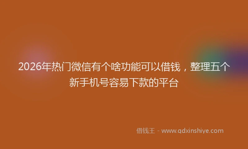 2026年热门微信有个啥功能可以借钱，整理五个新手机号容易下款的平台