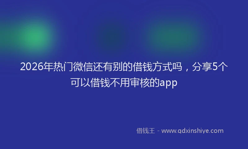 2026年热门微信还有别的借钱方式吗，分享5个可以借钱不用审核的app
