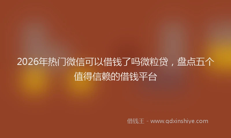 2026年热门微信可以借钱了吗微粒贷，盘点五个值得信赖的借钱平台