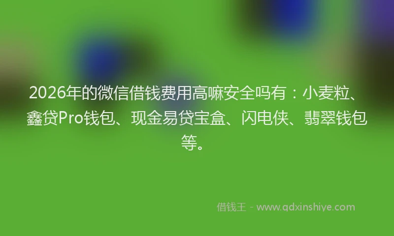 2026年的微信借钱费用高嘛安全吗有：小麦粒、鑫贷Pro钱包、现金易贷宝盒、闪电侠、翡翠钱包等。