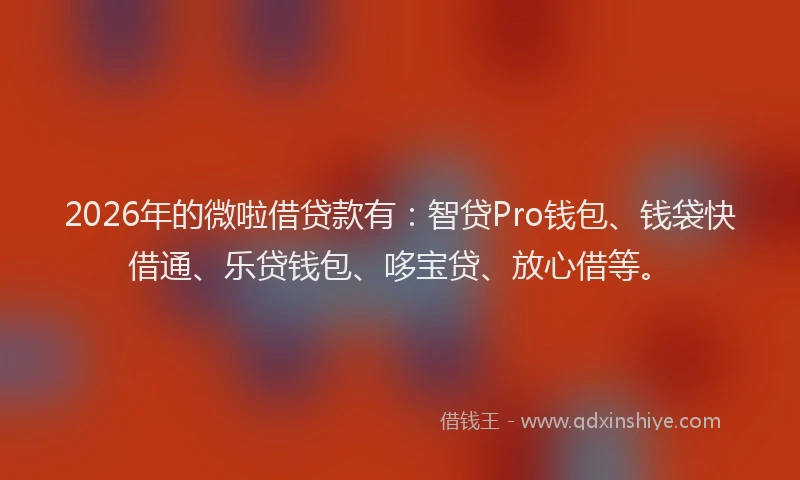 2026年的微啦借贷款有:智贷Pro钱包、钱袋快借通、乐贷钱包、哆宝贷、放心借等。