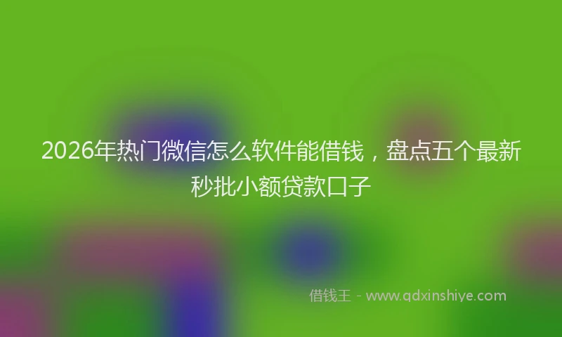 2026年热门微信怎么软件能借钱，盘点五个最新秒批小额贷款口子