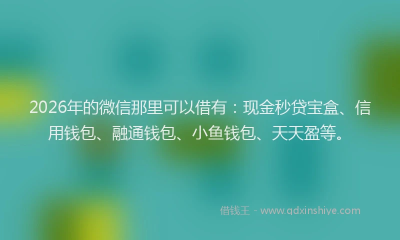 2026年的微信那里可以借有：现金秒贷宝盒、信用钱包、融通钱包、小鱼钱包、天天盈等。