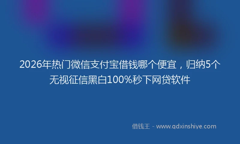 2026年热门微信支付宝借钱哪个便宜，归纳5个无视征信黑白100%秒下网贷软件