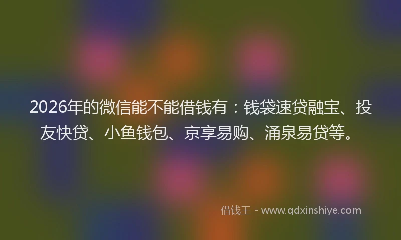 2026年的微信能不能借钱有：钱袋速贷融宝、投友快贷、小鱼钱包、京享易购、涌泉易贷等。