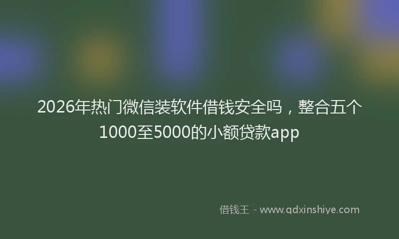 2026年热门微信装软件借钱安全吗，整合五个1000至5000的小额贷款app