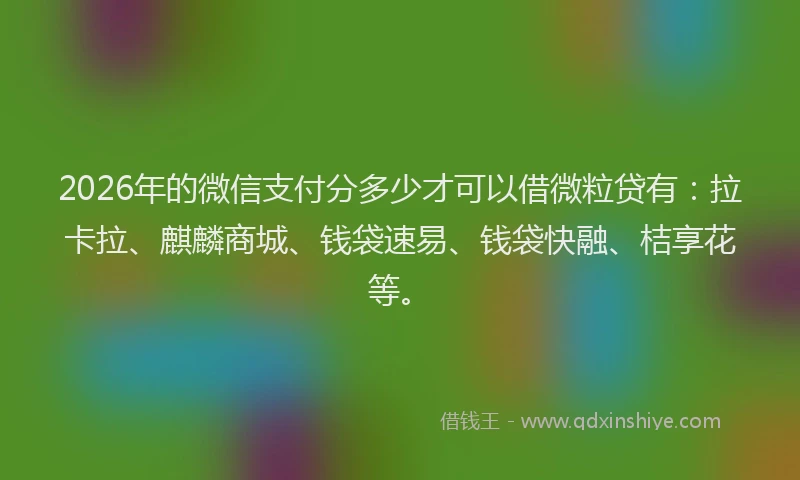 2026年的微信支付分多少才可以借微粒贷有：拉卡拉、麒麟商城、钱袋速易、钱袋快融、桔享花等。