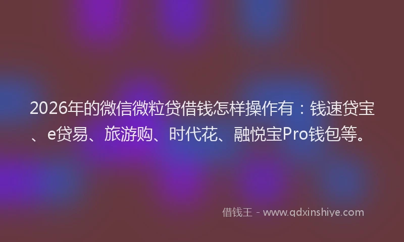 2026年的微信微粒贷借钱怎样操作有：钱速贷宝、e贷易、旅游购、时代花、融悦宝Pro钱包等。