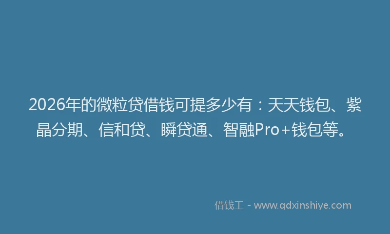 2026年的微粒贷借钱可提多少有：天天钱包、紫晶分期、信和贷、瞬贷通、智融Pro+钱包等。