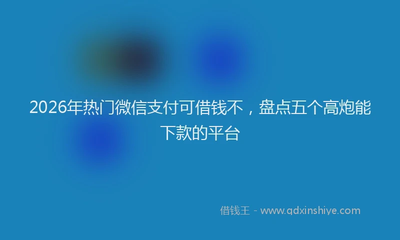 2026年热门微信支付可借钱不，盘点五个高炮能下款的平台