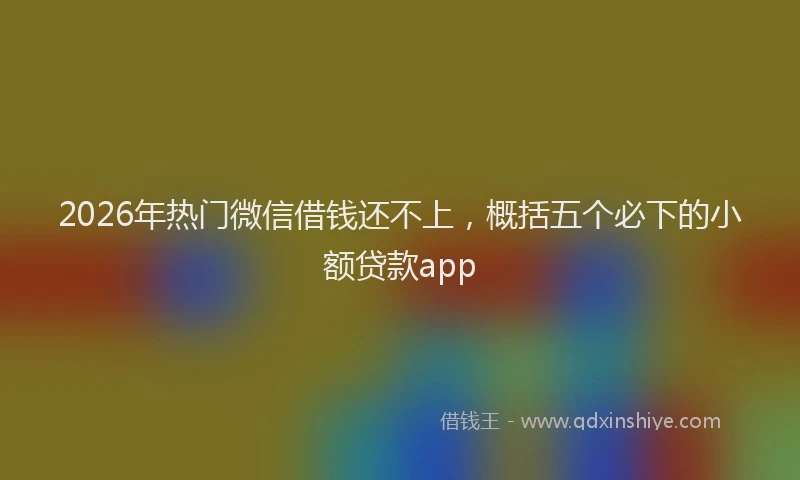 2026年热门微信借钱还不上，概括五个必下的小额贷款app