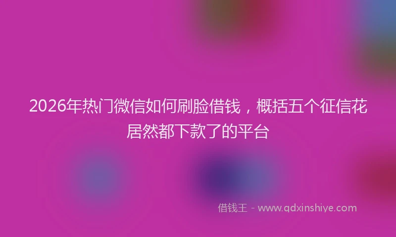 2026年热门微信如何刷脸借钱,概括五个征信花居然都下款了的平台