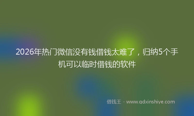 2026年热门微信没有钱借钱太难了，归纳5个手机可以临时借钱的软件