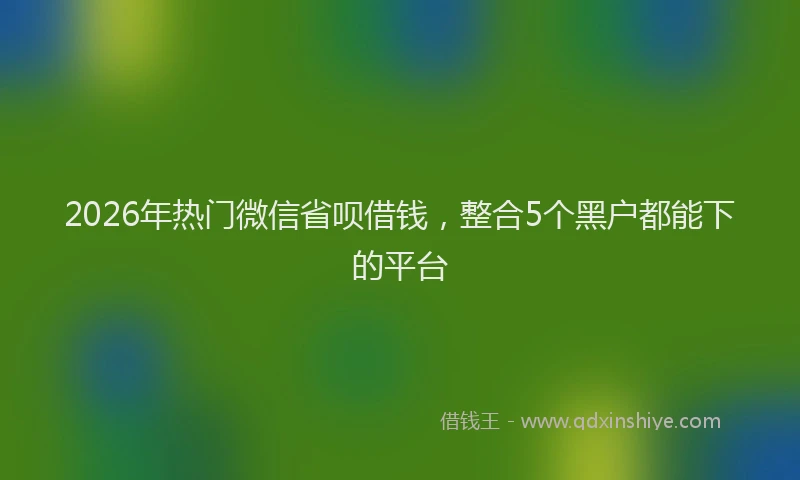 2026年热门微信省呗借钱，整合5个黑户都能下的平台