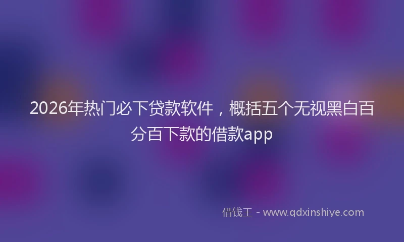 2026年热门必下贷款软件，概括五个无视黑白百分百下款的借款app