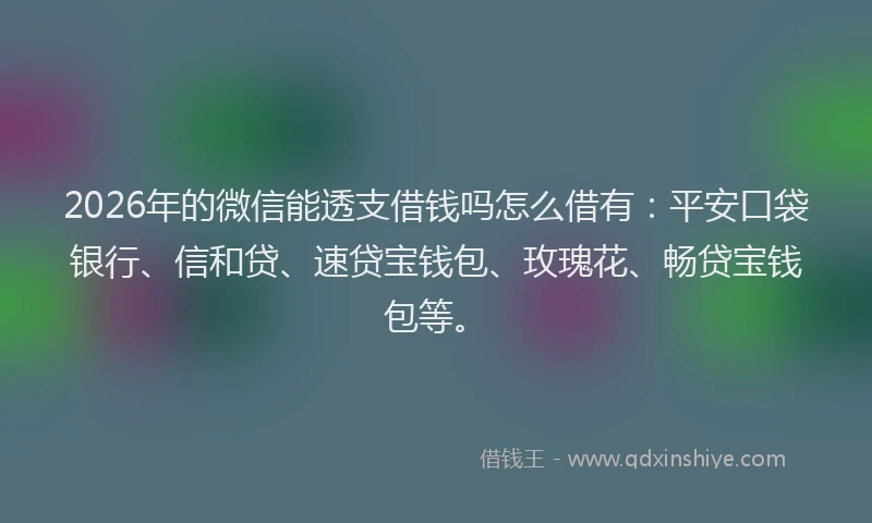 2026年的微信能透支借钱吗怎么借有：平安口袋银行、信和贷、速贷宝钱包、玫瑰花、畅贷宝钱包等。