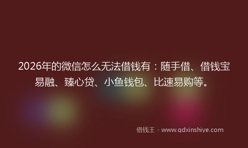 2026年的微信怎么无法借钱有：随手借、借钱宝易融、臻心贷、小鱼钱包、比速易购等。