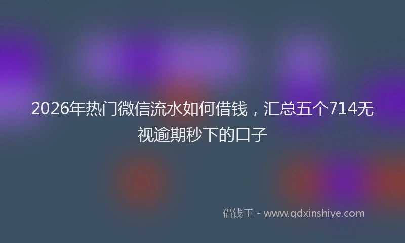 2026年热门微信流水如何借钱，汇总五个714无视逾期秒下的口子