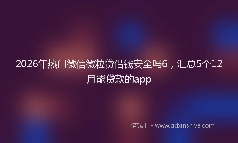 2026年热门微信微粒贷借钱安全吗6，汇总5个12月能贷款的app