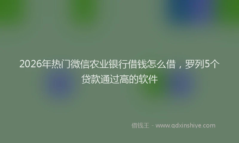 2026年热门微信农业银行借钱怎么借，罗列5个贷款通过高的软件