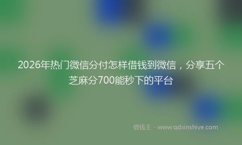 2026年热门微信分付怎样借钱到微信，分享五个芝麻分700能秒下的平台