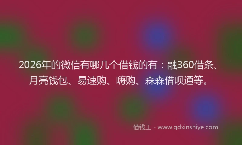 2026年的微信有哪几个借钱的有：融360借条、月亮钱包、易速购、嗨购、森森借呗通等。