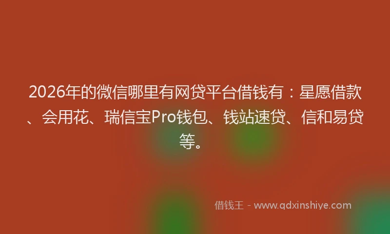 2026年的微信哪里有网贷平台借钱有：星愿借款、会用花、瑞信宝Pro钱包、钱站速贷、信和易贷等。
