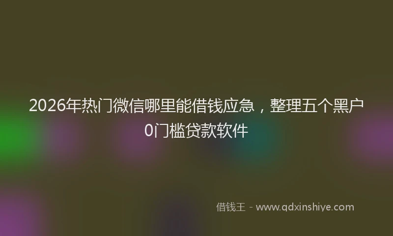 2026年热门微信哪里能借钱应急，整理五个黑户0门槛贷款软件