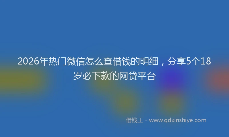 2026年热门微信怎么查借钱的明细,分享5个18岁必下款的网贷平台