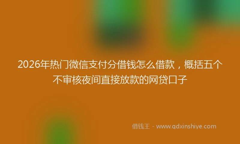 2026年热门微信支付分借钱怎么借款,概括五个不审核夜间直接放款的网贷口子