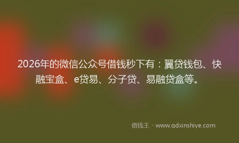 2026年的微信公众号借钱秒下有：翼贷钱包、快融宝盒、e贷易、分子贷、易融贷盒等。