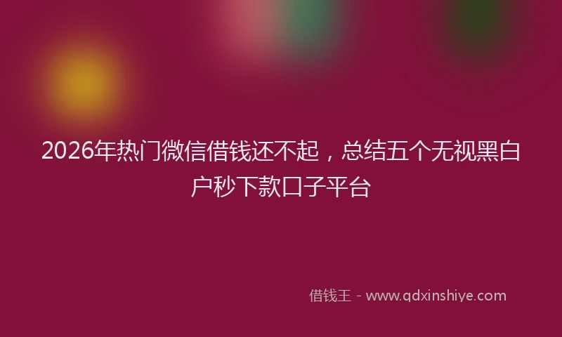 2026年热门微信借钱还不起,总结五个无视黑白户秒下款口子平台