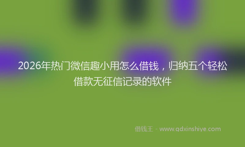 2026年热门微信趣小用怎么借钱，归纳五个轻松借款无征信记录的软件