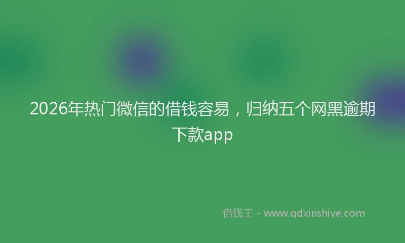 2026年热门微信的借钱容易，归纳五个网黑逾期下款app