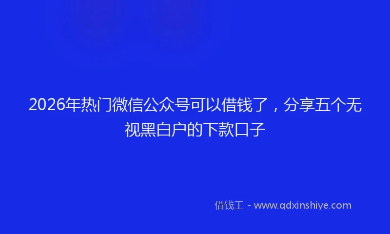 2026年热门微信公众号可以借钱了，分享五个无视黑白户的下款口子