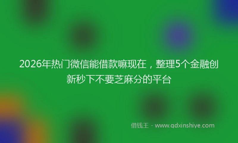 2026年热门微信能借款嘛现在，整理5个金融创新秒下不要芝麻分的平台