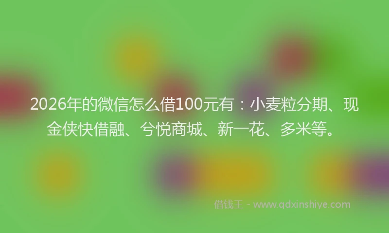 2026年的微信怎么借100元有：小麦粒分期、现金侠快借融、兮悦商城、新一花、多米等。