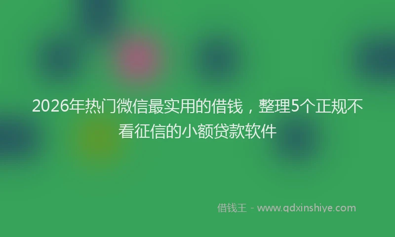 2026年热门微信最实用的借钱，整理5个正规不看征信的小额贷款软件