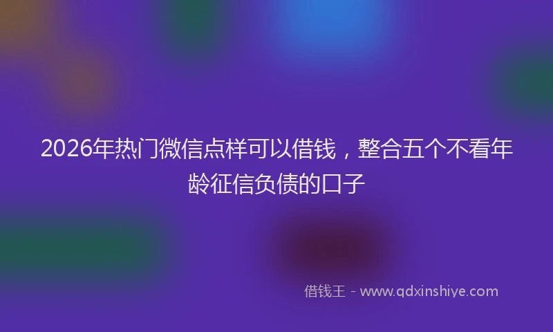 2026年热门微信点样可以借钱，整合五个不看年龄征信负债的口子