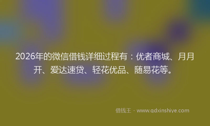 2026年的微信借钱详细过程有：优者商城、月月开、爱达速贷、轻花优品、随易花等。