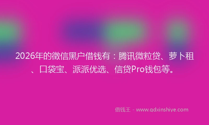 2026年的徵信黑户借钱有：腾讯微粒贷、萝卜租、口袋宝、派派优选、信贷Pro钱包等。